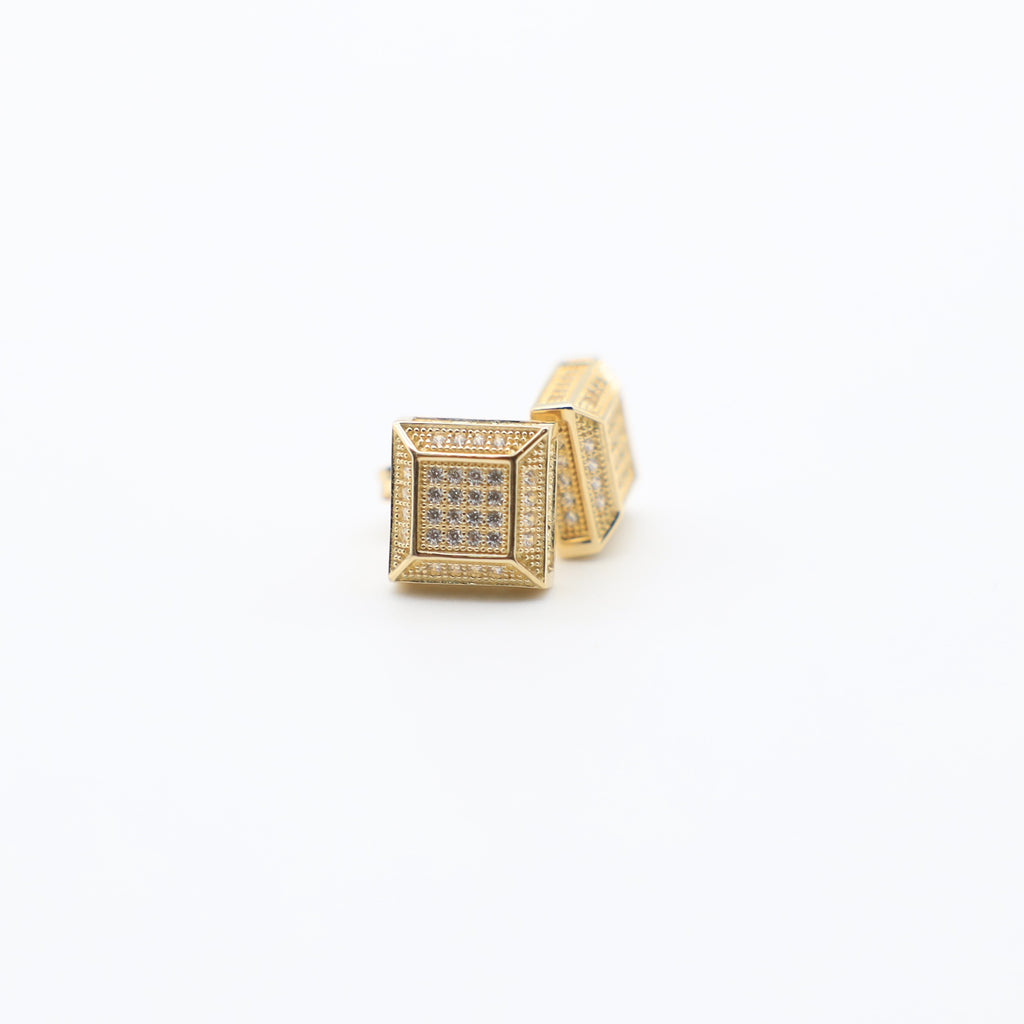 14K Squared Studs w/ Zirconia - Ashely Jewelry 2