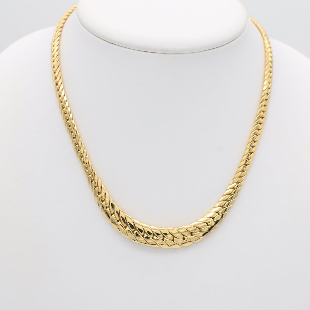 14K Miami Herringbone Graduated Women Necklace - Ashely Jewelry 2